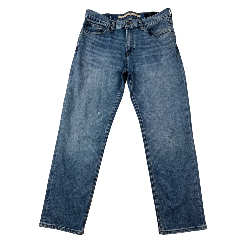 Banana Republic Mens Straight Leg Jeans Medium Wash Blue Denim 34x30 Stretch